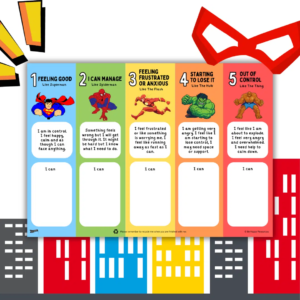 5 Point Superhero Scale Turn emotional self-awareness into an exciting superhero adventure.
