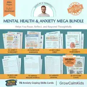 Mental Health / Anxiety Bundle 90% off bundle, DBT Flash Card, DBT Cheat Sheet, DBT Worksheet, Mental Health Journal, Self-Care Planner, Anxiety Journal